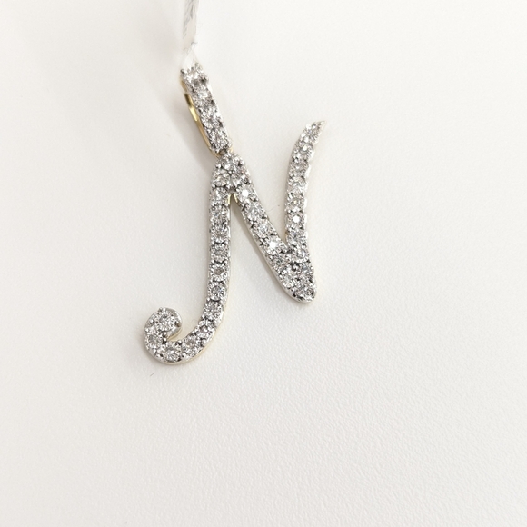 Real Diamond 10kt Yellow Gold Fanuc Style Initial N Pendant